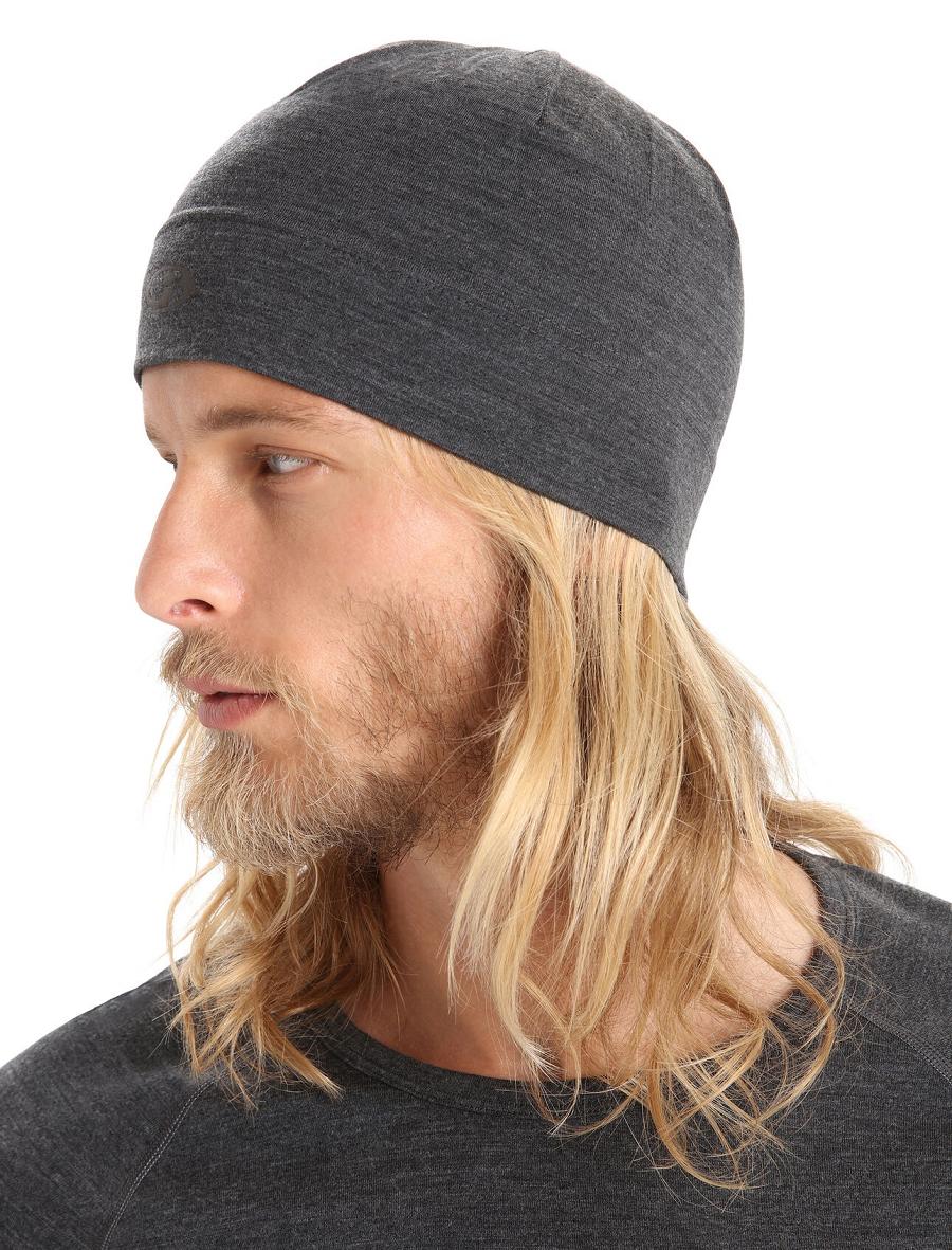 Icebreaker Unisex Merino Chase Beanie Férfi Kalap Fekete Szürke | HU 1098PJJQ